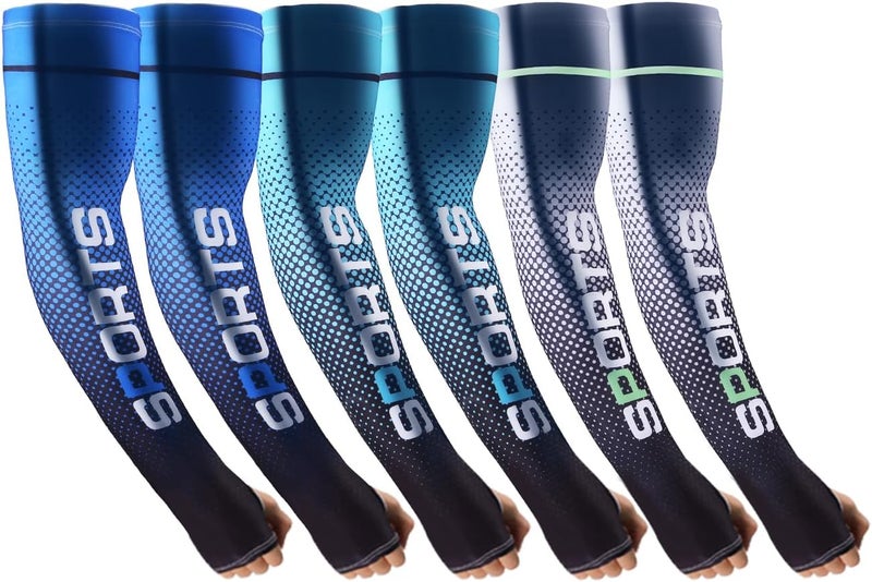 Bacophy 6 Pairs Arm Sleeves UV Protection Cooling Men Women Sunblock Cycling Arm Cover - Image 1